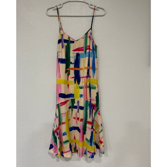 Essentiel Antwerp Varah Midi Slip Dress in Multicolor Graphic Stripes Size 34 2 - Picture 2 of 9